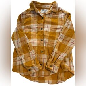 Old Navy Mustard Plaid Flannel Button-Up Shirt | Size M